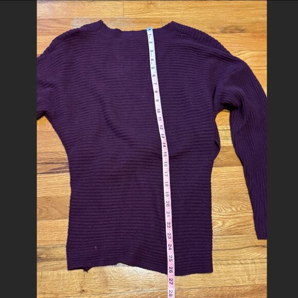 Express Ribbed Wrap Front Tunic Sweater – Deep Plum Purple – Size L - Picture 7 of 9
